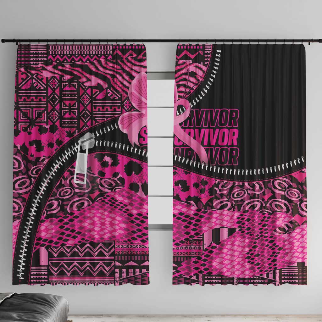 Pink Ribbon Animals Skin African Mixed Window Curtain Zipper Stylized - Wonder Print Shop