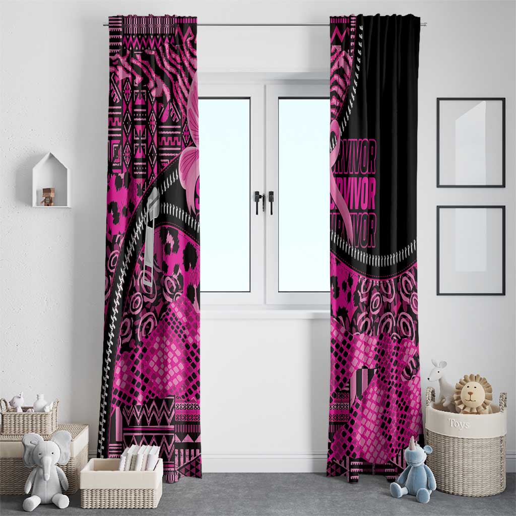 Pink Ribbon Animals Skin African Mixed Window Curtain Zipper Stylized - Wonder Print Shop