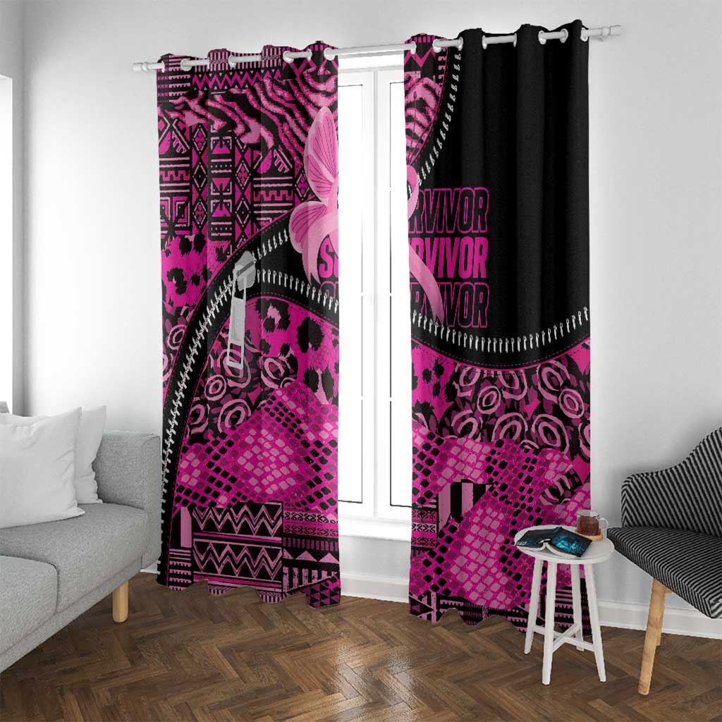 Pink Ribbon Animals Skin African Mixed Window Curtain Zipper Stylized - Wonder Print Shop