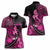Pink Ribbon Animals Skin African Mixed Women Polo Shirt Zipper Stylized - Wonder Print Shop