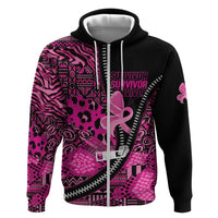Pink Ribbon Animals Skin African Mixed Zip Hoodie Zipper Stylized - Wonder Print Shop
