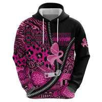 Pink Ribbon Animals Skin African Mixed Zip Hoodie Zipper Stylized - Wonder Print Shop