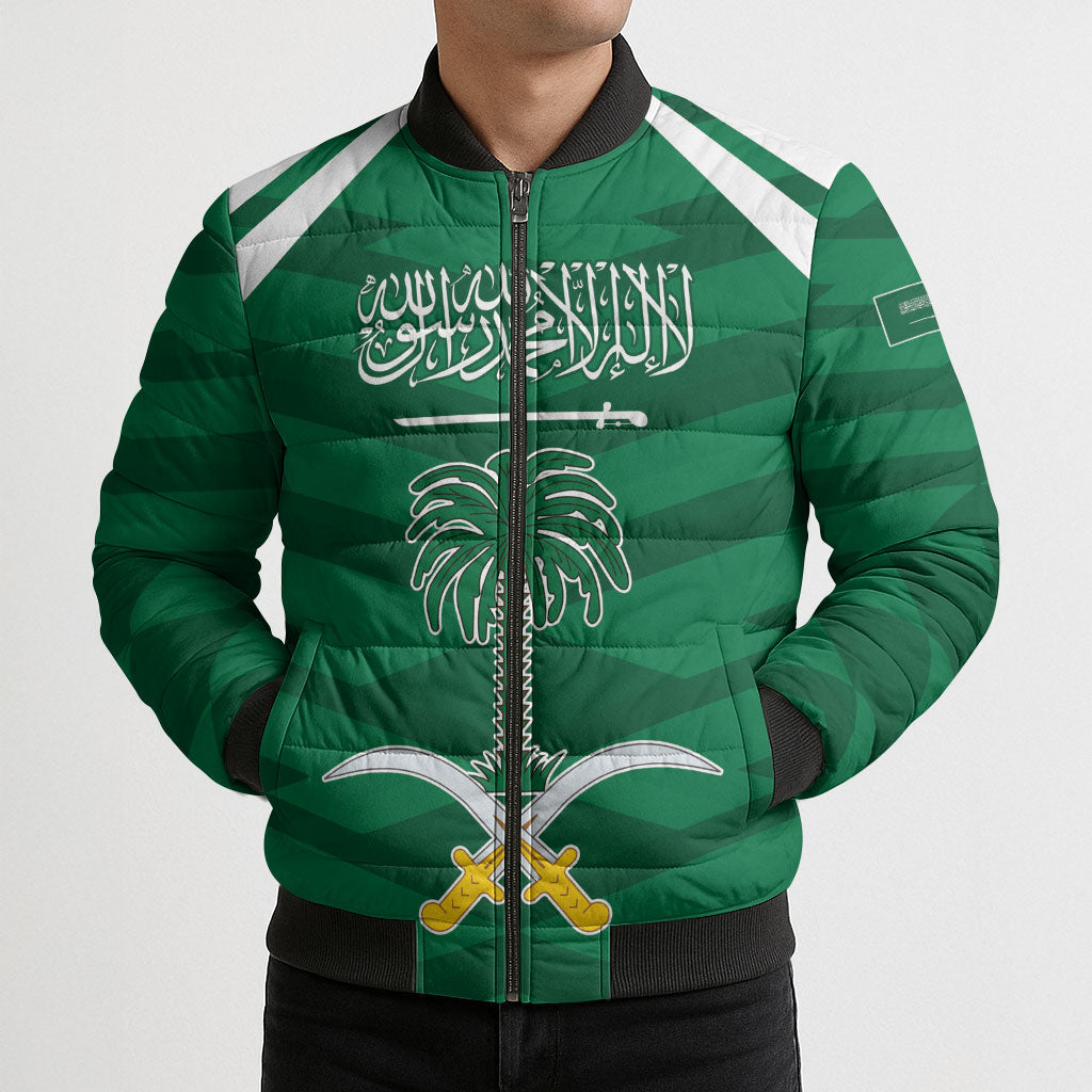 Personalized Saudi Arabia Bomber Puffer Jacket Happy National Day