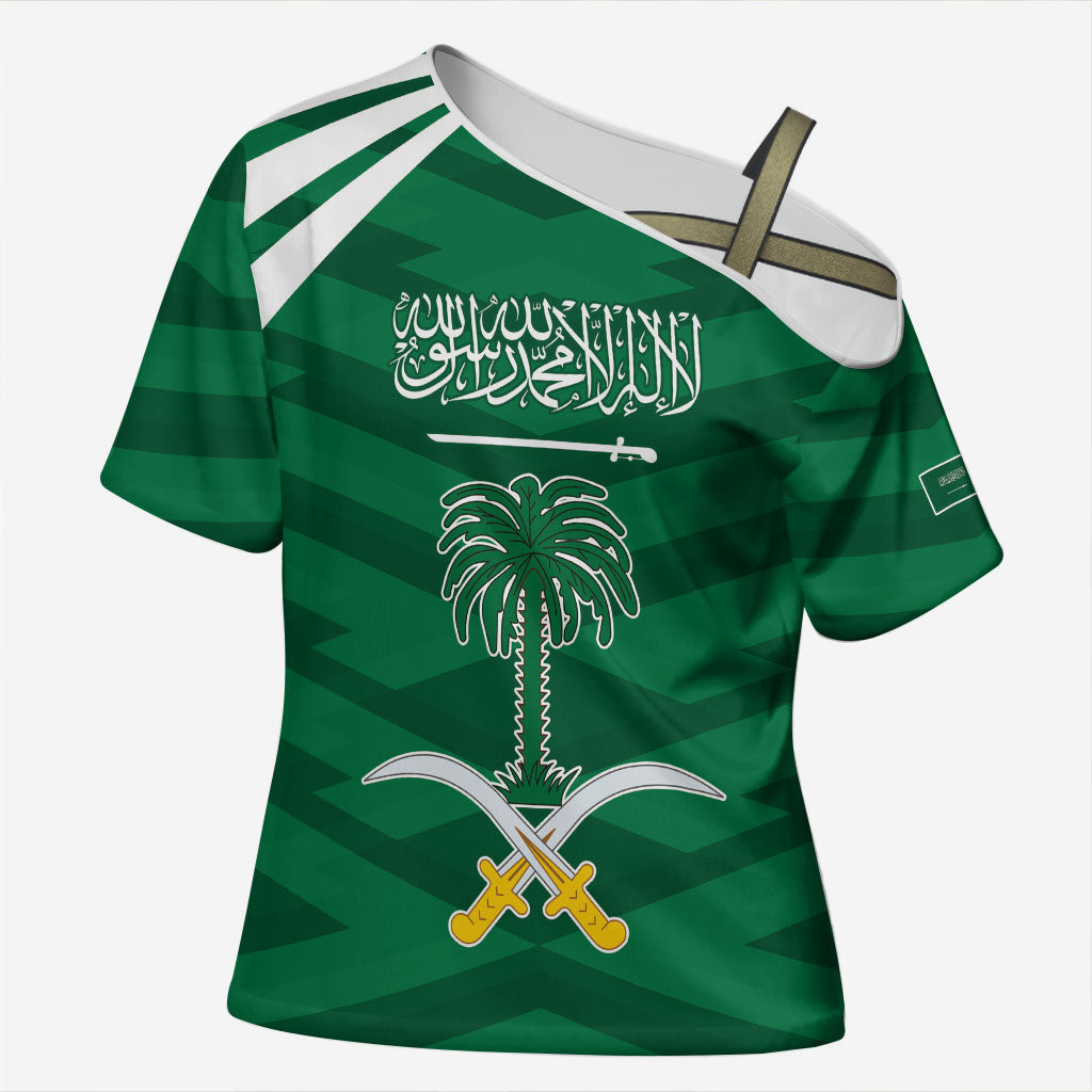 Personalized Saudi Arabia Cross Shoulder Shirt Happy National Day