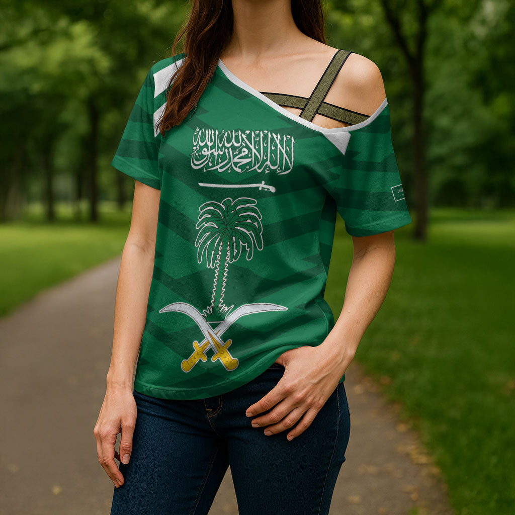 Personalized Saudi Arabia Cross Shoulder Shirt Happy National Day