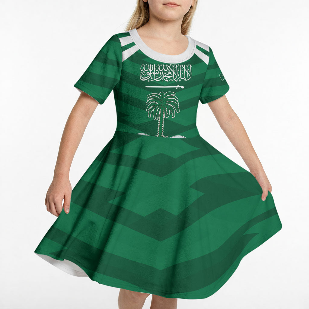 Personalized Saudi Arabia Kid Short Sleeve Dress Happy National Day