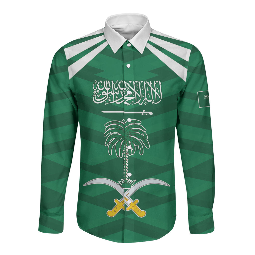 Personalized Saudi Arabia Long Sleeve Button Shirt Happy National Day