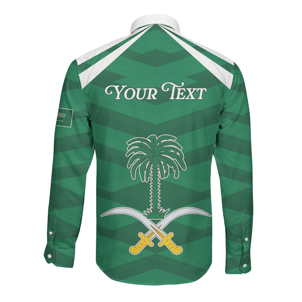 Personalized Saudi Arabia Long Sleeve Button Shirt Happy National Day