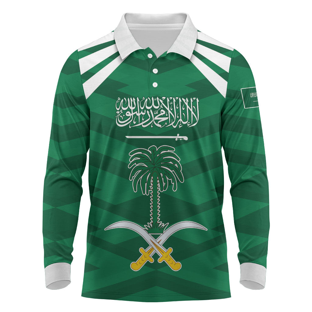 Personalized Saudi Arabia Long Sleeve Polo Shirt Happy National Day