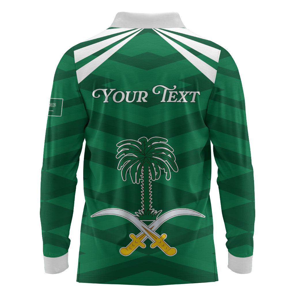 Personalized Saudi Arabia Long Sleeve Polo Shirt Happy National Day