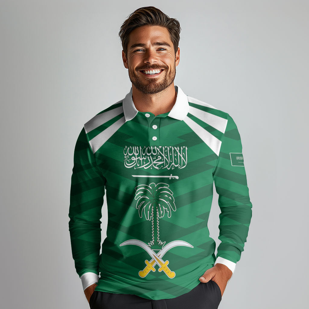 Personalized Saudi Arabia Long Sleeve Polo Shirt Happy National Day