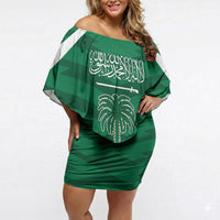 Personalized Saudi Arabia Off Shoulder Short Dress Happy National Day