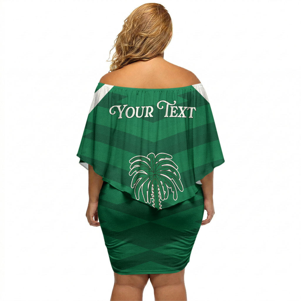 Personalized Saudi Arabia Off Shoulder Short Dress Happy National Day