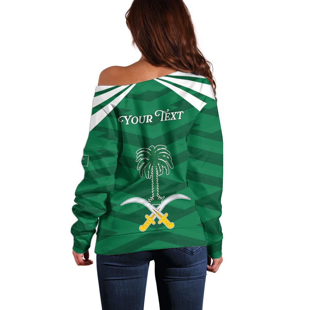 Personalized Saudi Arabia Off Shoulder Sweater Happy National Day
