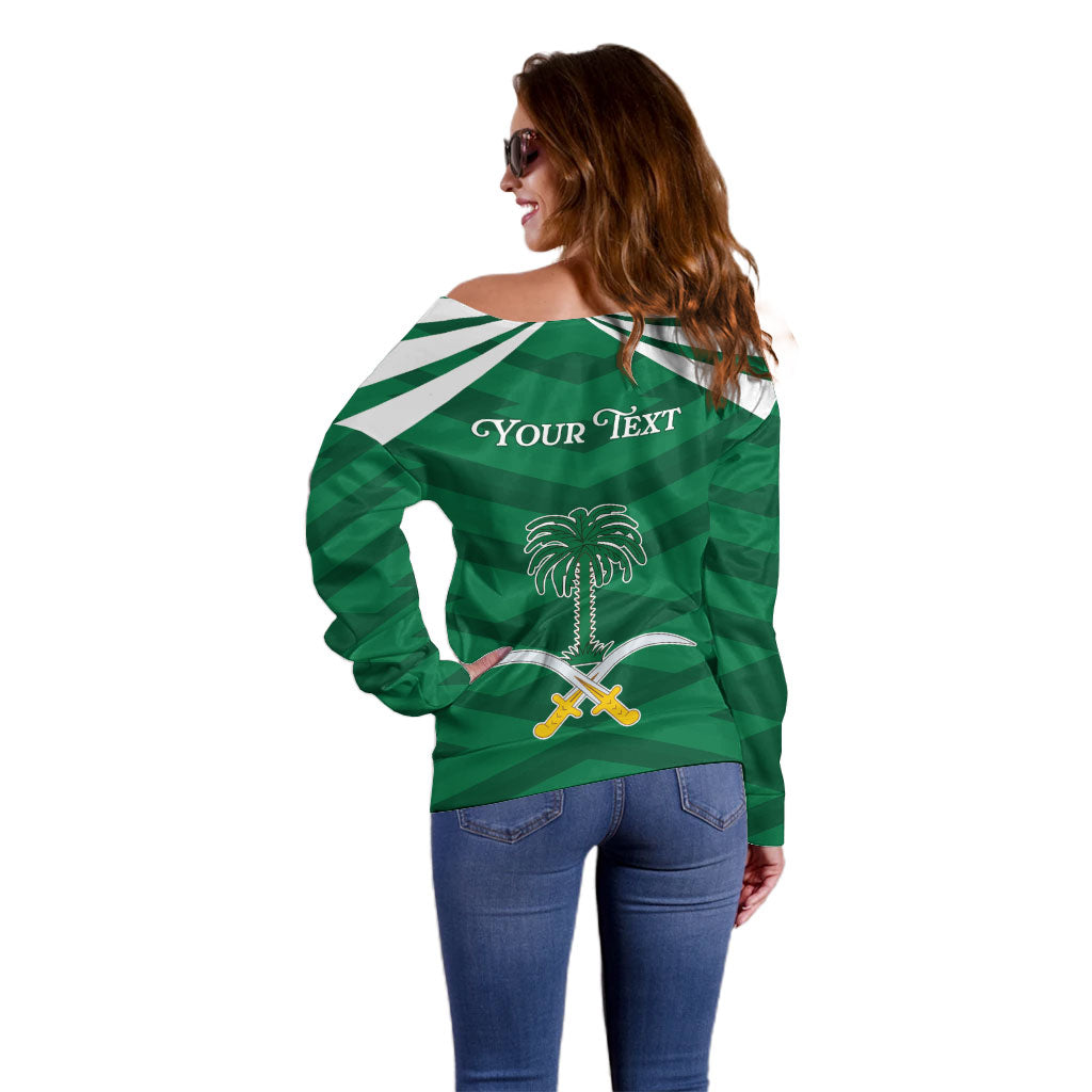 Personalized Saudi Arabia Off Shoulder Sweater Happy National Day