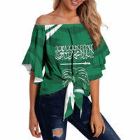Personalized Saudi Arabia Off Shoulder Wrap Waist Top Happy National Day