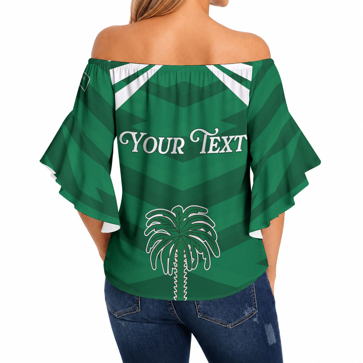 Personalized Saudi Arabia Off Shoulder Wrap Waist Top Happy National Day