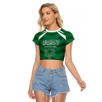 Personalized Saudi Arabia Raglan Cropped T Shirt Happy National Day