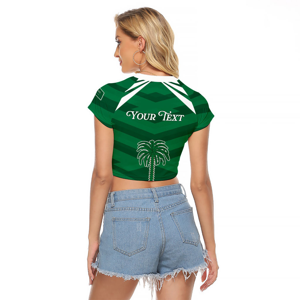 Personalized Saudi Arabia Raglan Cropped T Shirt Happy National Day