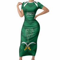 Personalized Saudi Arabia Short Sleeve Bodycon Dress Happy National Day