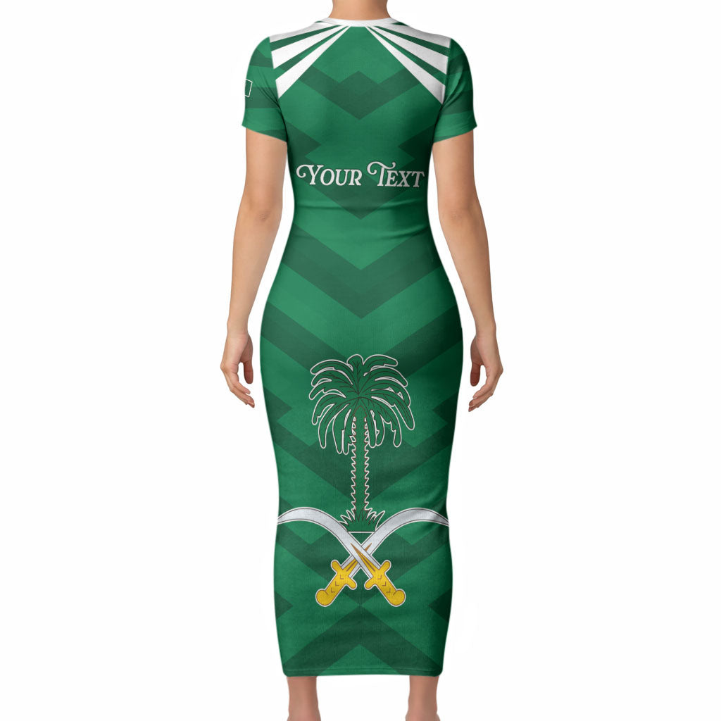 Personalized Saudi Arabia Short Sleeve Bodycon Dress Happy National Day