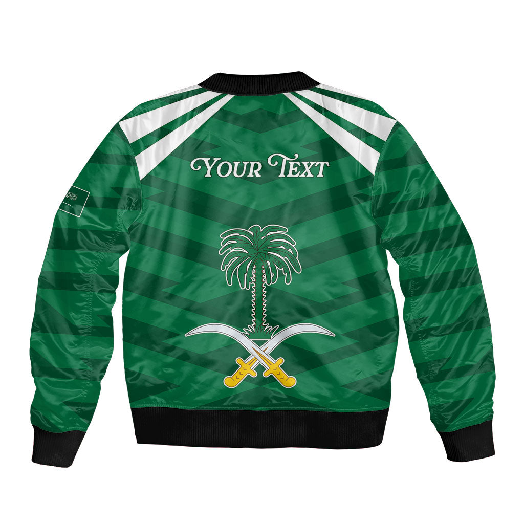 Personalized Saudi Arabia Sleeve Zip Bomber Jacket Happy National Day