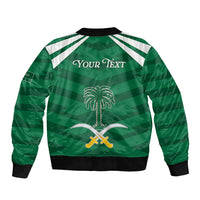 Personalized Saudi Arabia Sleeve Zip Bomber Jacket Happy National Day
