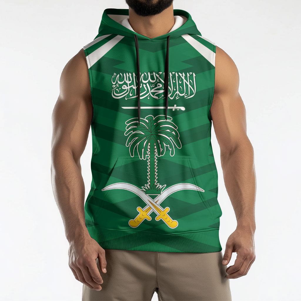 Personalized Saudi Arabia Sleeveless Hoodie Happy National Day