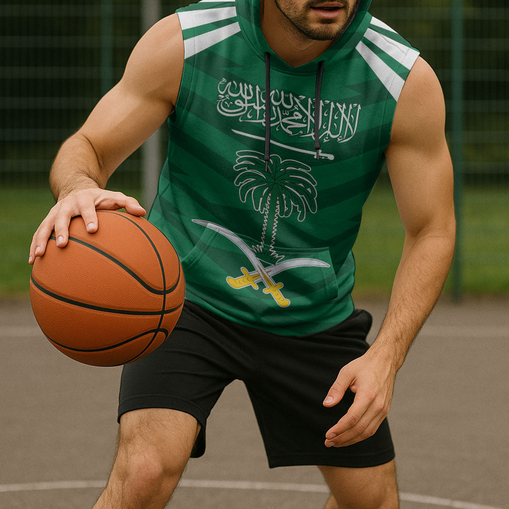 Personalized Saudi Arabia Sleeveless Hoodie Happy National Day