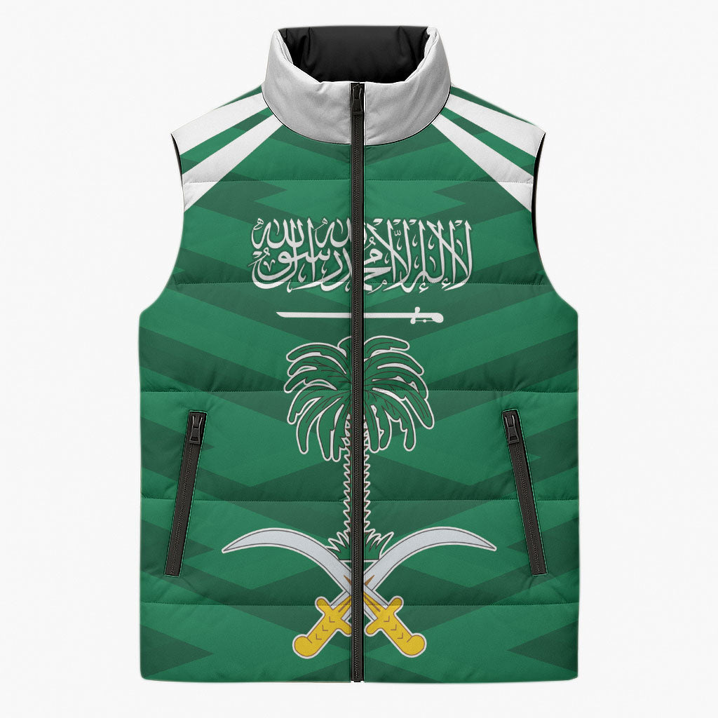 Personalized Saudi Arabia Sleeveless Puffer Jacket Happy National Day