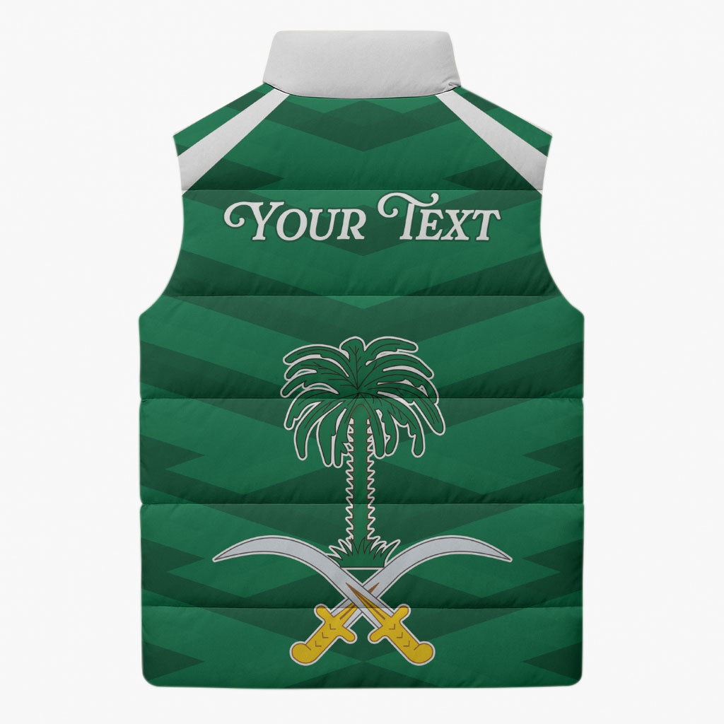Personalized Saudi Arabia Sleeveless Puffer Jacket Happy National Day
