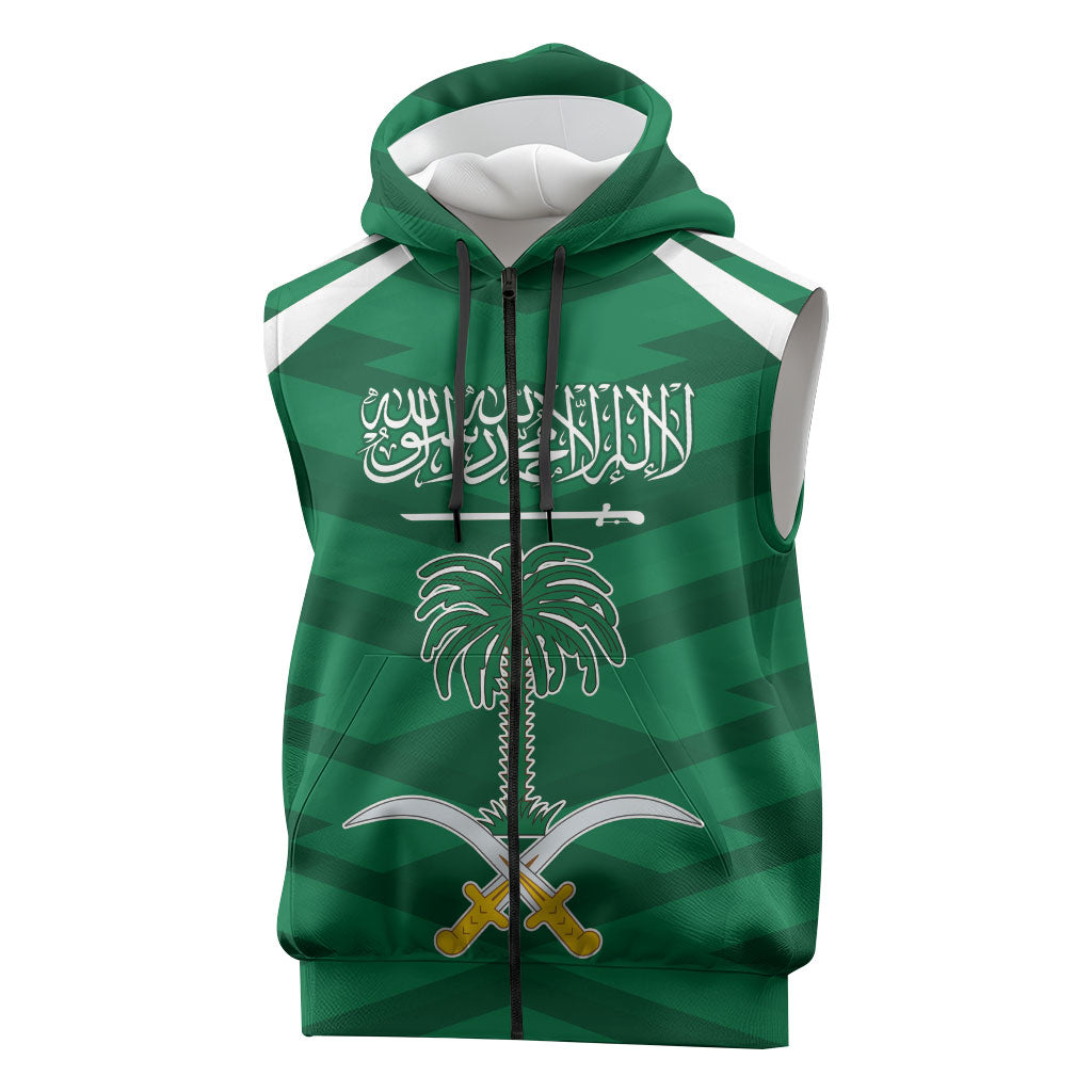 Personalized Saudi Arabia Sleeveless Zip Hoodie Happy National Day