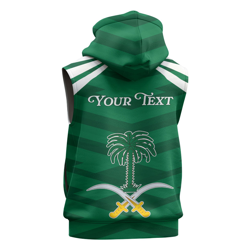 Personalized Saudi Arabia Sleeveless Zip Hoodie Happy National Day