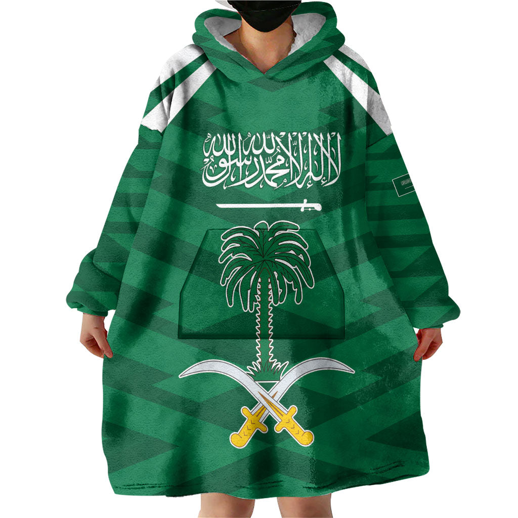Personalized Saudi Arabia Wearable Blanket Hoodie Happy National Day