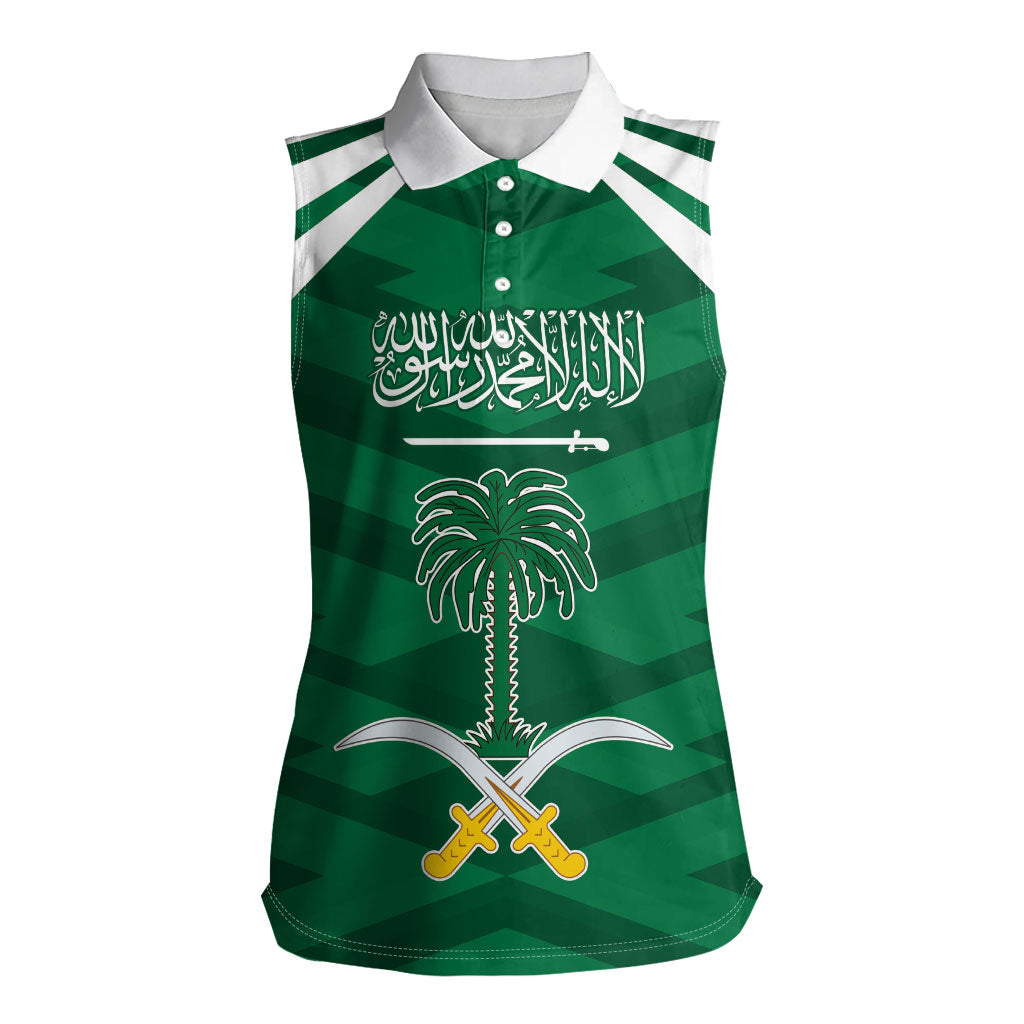 Personalized Saudi Arabia Women Sleeveless Polo Shirt Happy National Day