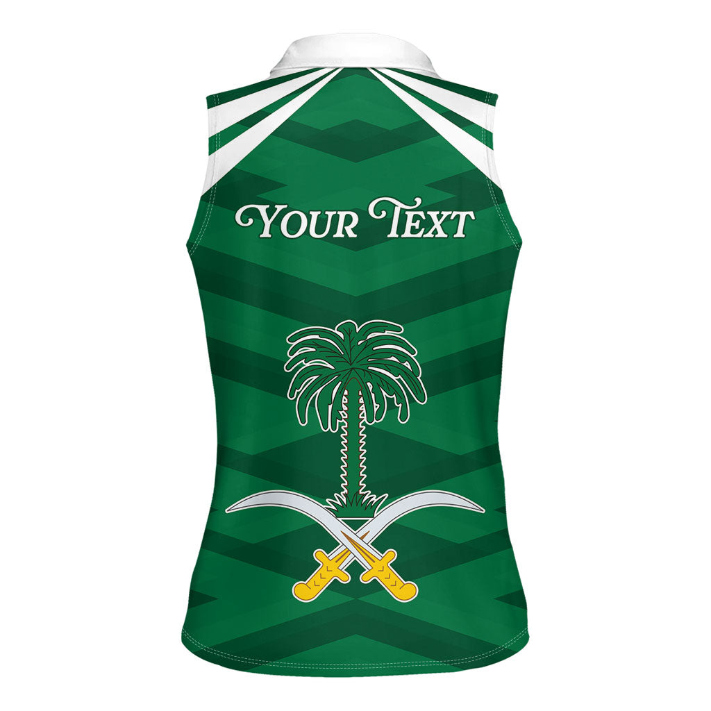 Personalized Saudi Arabia Women Sleeveless Polo Shirt Happy National Day