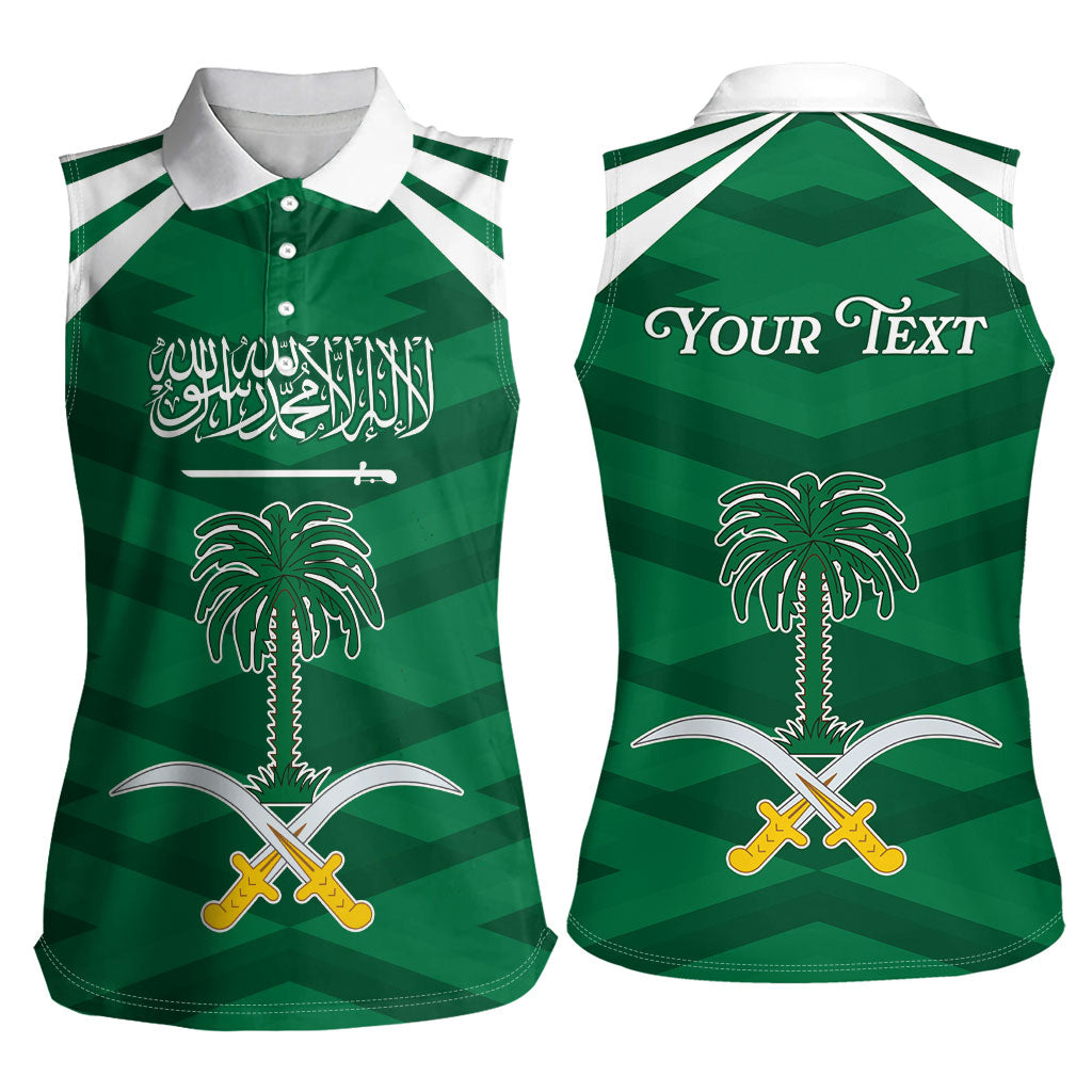 Personalized Saudi Arabia Women Sleeveless Polo Shirt Happy National Day