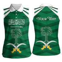 Personalized Saudi Arabia Women Sleeveless Polo Shirt Happy National Day