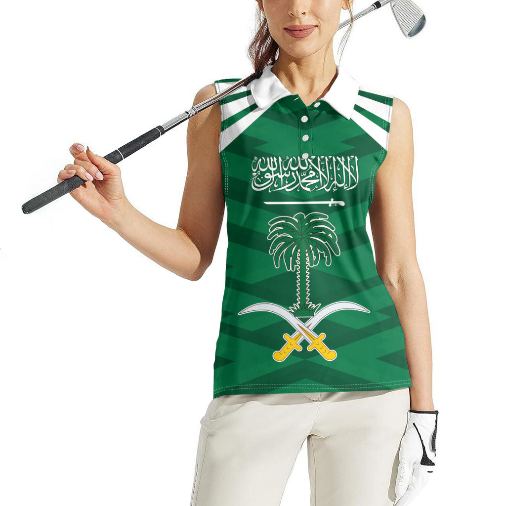 Personalized Saudi Arabia Women Sleeveless Polo Shirt Happy National Day