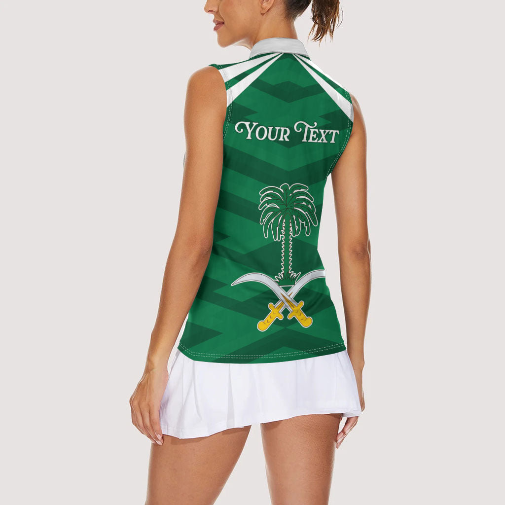 Personalized Saudi Arabia Women Sleeveless Polo Shirt Happy National Day