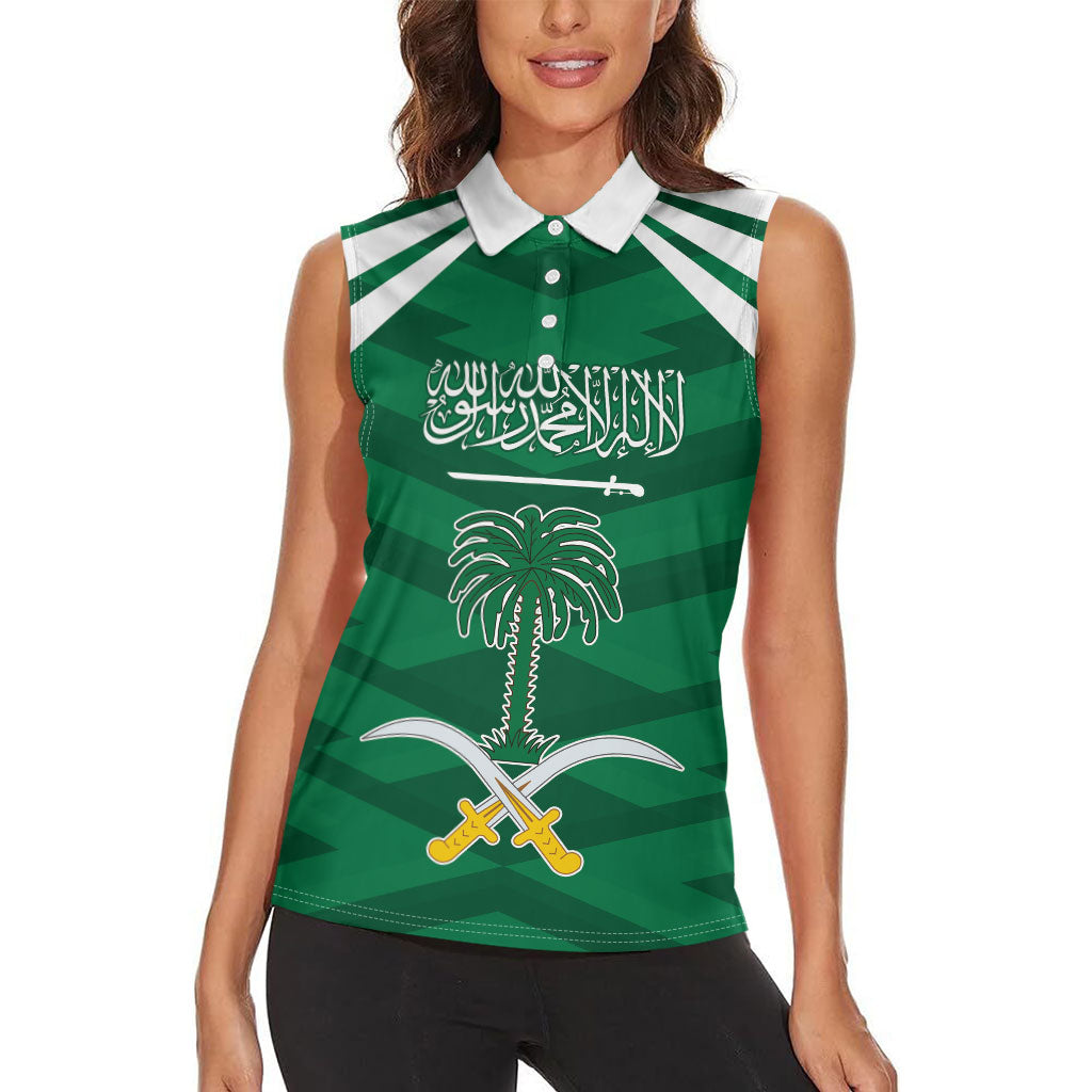 Personalized Saudi Arabia Women Sleeveless Polo Shirt Happy National Day