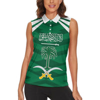 Personalized Saudi Arabia Women Sleeveless Polo Shirt Happy National Day