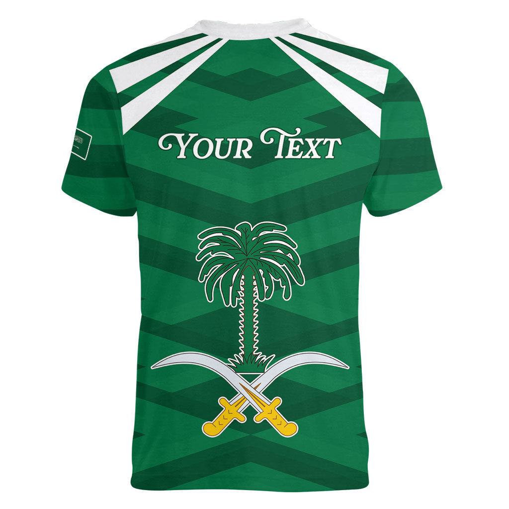 Personalized Saudi Arabia Women V-Neck T-Shirt Happy National Day