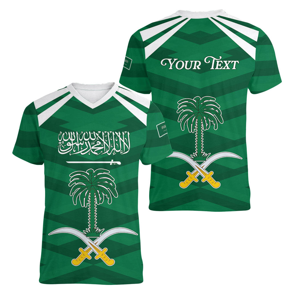 Personalized Saudi Arabia Women V-Neck T-Shirt Happy National Day