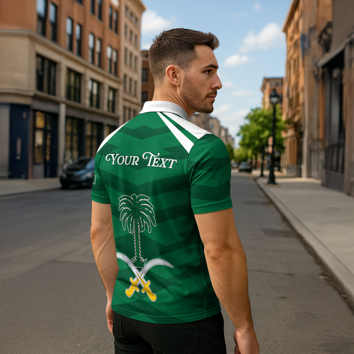 Personalized Saudi Arabia Zipper Polo Shirt Happy National Day