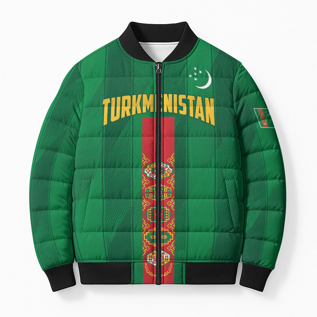 Personalized Turkmenistan Bomber Puffer Jacket Happy Independence Day