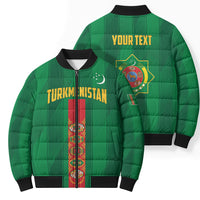 Personalized Turkmenistan Bomber Puffer Jacket Happy Independence Day