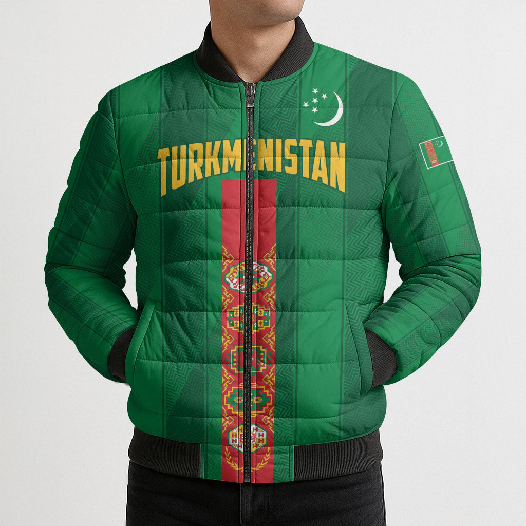 Personalized Turkmenistan Bomber Puffer Jacket Happy Independence Day