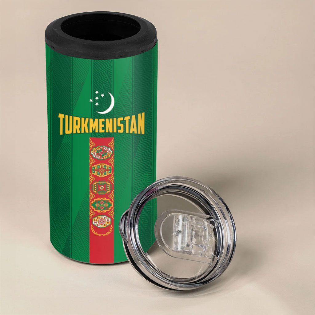 Personalized Turkmenistan 4 in 1 Can Cooler Tumbler Happy Independence Day
