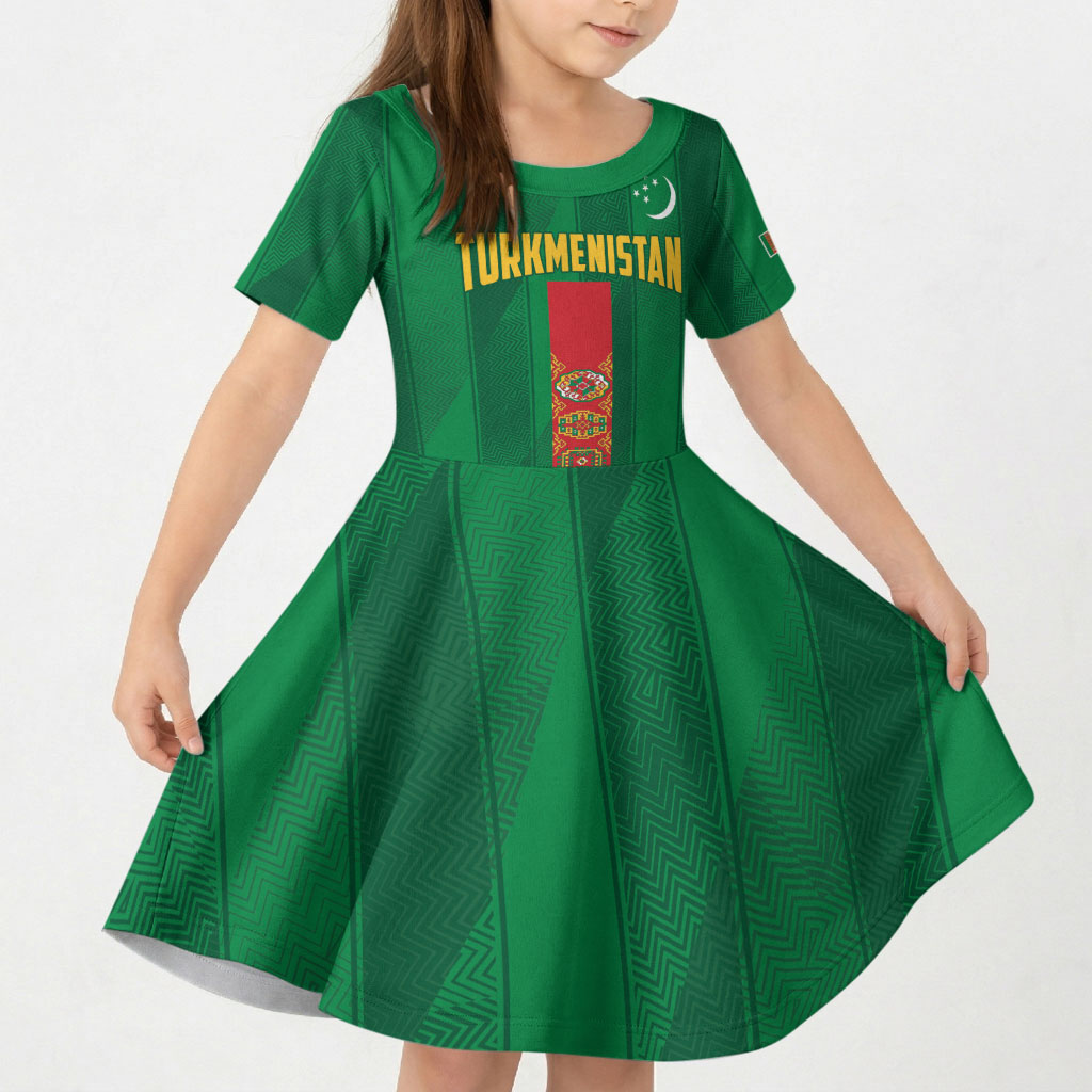 Personalized Turkmenistan Kid Short Sleeve Dress Happy Independence Day